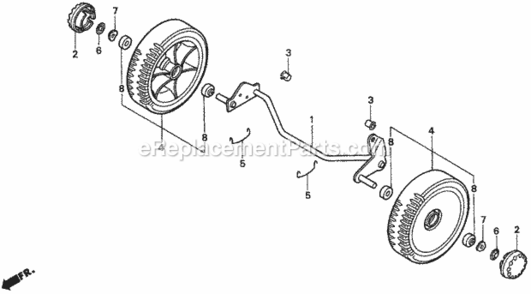 Front Wheel Diagram and Parts List for HRM195 Type PAVIN# MZBV-6000001 Honda Lawn Mower