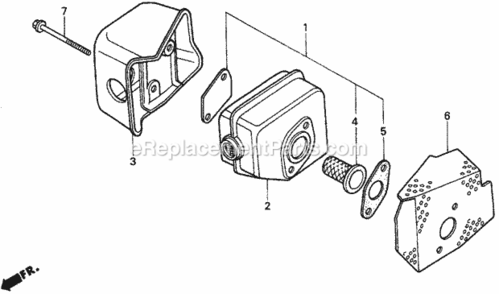 Muffler Diagram and Parts List for HRM195 Type PAVIN# MZBV-6000001 Honda Lawn Mower