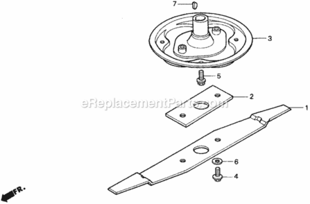 Rotary Blade Diagram and Parts List for HRM195 Type PAVIN# MZBV-6000001 Honda Lawn Mower