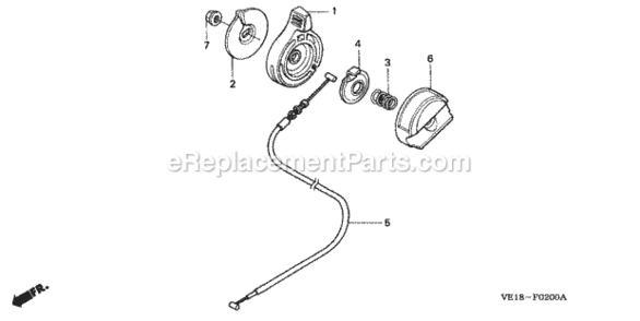 Throttle Lever Diagram and Parts List for HRM215K4 Type PDAVIN# MZBB-6500001 Honda Lawn Mower