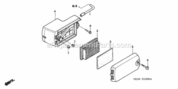 Air Cleaner Diagram and Parts List for HRM215K4 Type SDAVIN# MZBB-6500001 Honda Lawn Mower