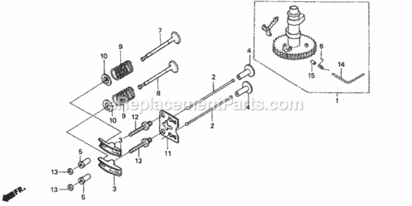 Camshaft Diagram and Parts List for HRM215K4 Type SDAVIN# MZBB-6500001 Honda Lawn Mower