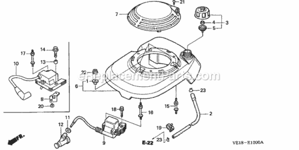 Fan Cover Diagram and Parts List for HRM215K4 Type SDAVIN# MZBB-6500001 Honda Lawn Mower