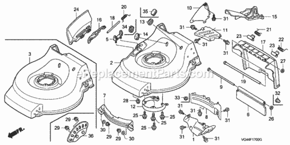 Part Location Diagram of 06761-VL0-305 Honda Rear Shield