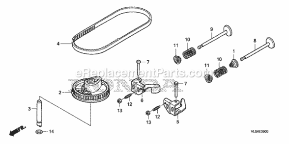 Camshaft Pulley Diagram and Parts List for HRR216K7 Type PDAAVIN# MZCG-8200001 Honda Lawn Mower
