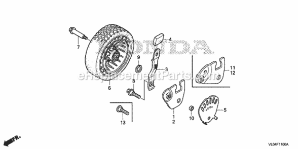 Front Wheel 1 Diagram and Parts List for HRR216K8 Type VYAAVIN# MZCG-8400001 Honda Lawn Mower