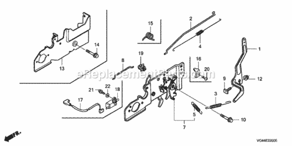 Control Diagram and Parts List for HRR216 Type SDAVIN# MZCG-6000001 to MZCG-6299999 Honda Lawn Mower
