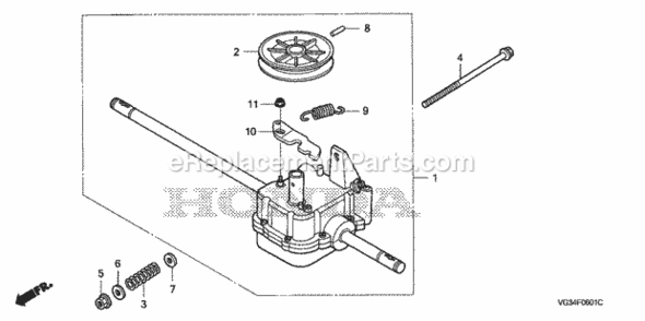 Part Location Diagram of 20001-VG3-D02 Honda Transmission Assembly