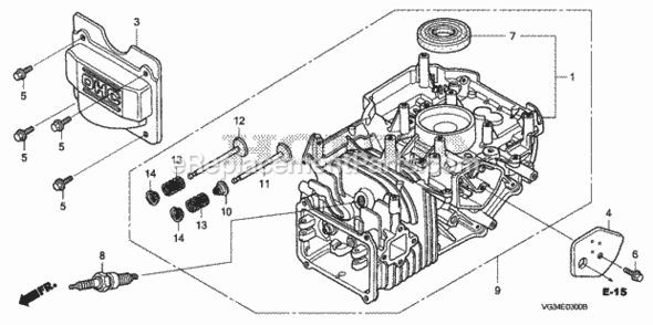 Cylinder Barrel Diagram and Parts List for HRS216K4 Type PDAAVIN# MZBZ-6400001 Honda Lawn Mower