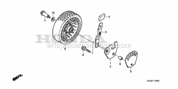 Front Wheel Diagram and Parts List for HRS216K4 Type PDAAVIN# MZBZ-6400001 Honda Lawn Mower