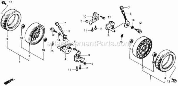 Rear Wheel (P Type) Diagram and Parts List for HRS21 Type PVAVIN# VA2-6000001 Honda Lawn Mower