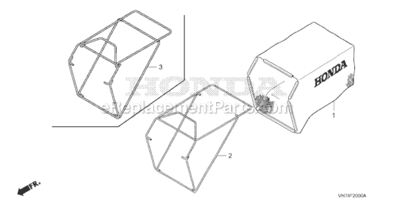 Grass Bag Diagram and Parts List for HRX217K3 Type HYAVIN#MAGA 2020001 Honda Lawn Mower