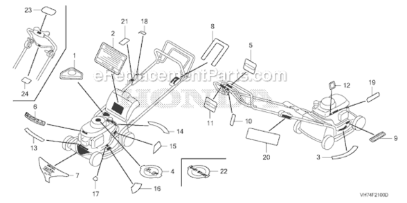 Labels - 2 Diagram and Parts List for HRX217K3 Type HYAVIN#MAGA 2020001 Honda Lawn Mower
