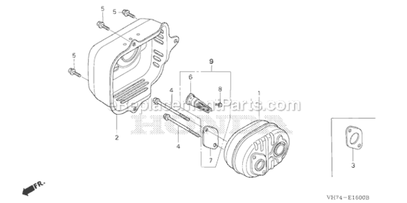 Muffler Diagram and Parts List for HRX217K3 Type HYAVIN#MAGA 2020001 Honda Lawn Mower