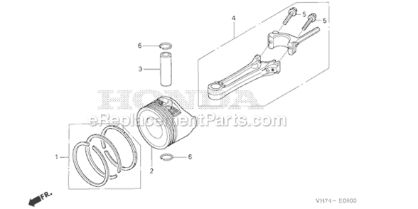 Piston And Connecting Rod Diagram and Parts List for HRX217K3 Type HYAVIN#MAGA 2020001 Honda Lawn Mower