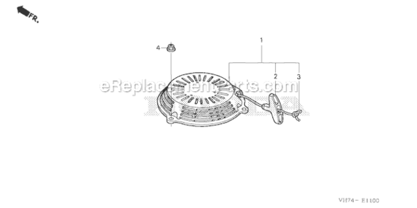 Recoil Starter Diagram and Parts List for HRX217K3 Type HYAVIN#MAGA 2020001 Honda Lawn Mower