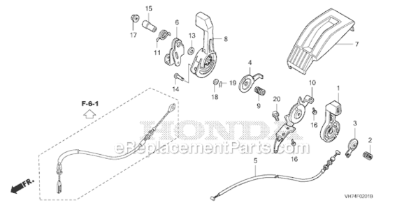 Throttle Lever Diagram and Parts List for HRX217K3 Type HYAVIN#MAGA 2020001 Honda Lawn Mower