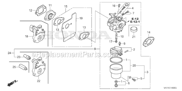 Carburetor Diagram and Parts List for HRX217K3 Type HYAVIN#MAGA 2020001 Honda Lawn Mower