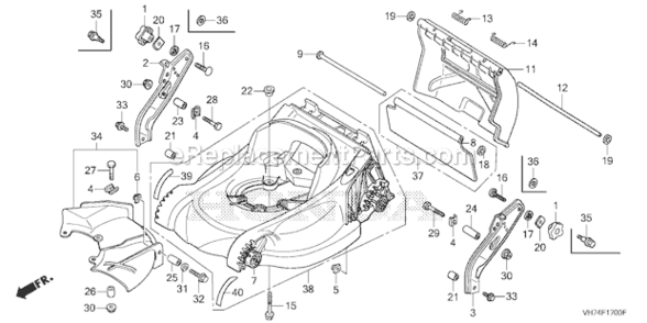 Cutter Housing Diagram and Parts List for HRX217K3 Type HYAVIN#MAGA 2020001 Honda Lawn Mower