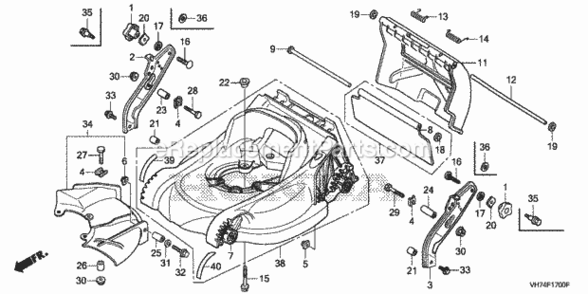 Cutter Housing Diagram and Parts List for HRX217K3 Type HZAAVIN# MAGA-2020001 Honda Lawn Mower