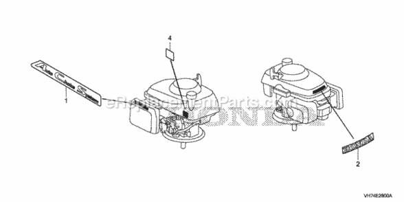 Labels 1 Diagram and Parts List for HRX217K3 Type VKAAVIN# MAGA-2020001 Honda Lawn Mower