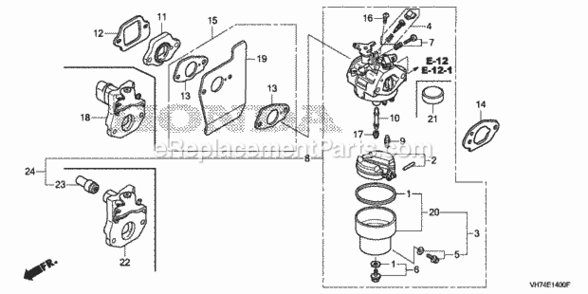 Carburetor Diagram and Parts List for HRX217K3 Type VKAAVIN# MAGA-2020001 Honda Lawn Mower