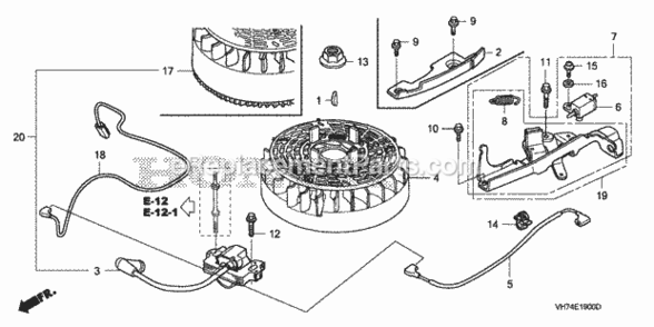 Flywheel + Ignition Coil Diagram and Parts List for HRX217K3 Type VKAAVIN# MAGA-2020001 Honda Lawn Mower