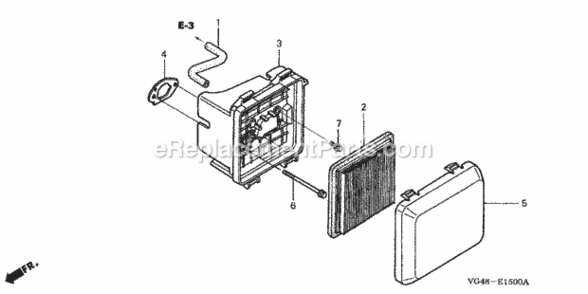Air Cleaner Diagram and Parts List for HRZ216 Type TDAAVIN# MAFA-1000001 Honda Lawn Mower