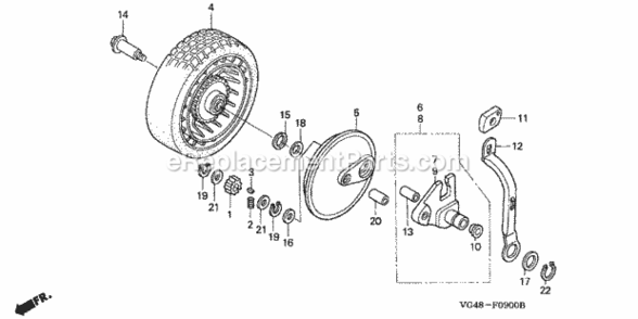 Rear Wheel Diagram and Parts List for HRZ216 Type TDAAVIN# MAFA-1000001 Honda Lawn Mower