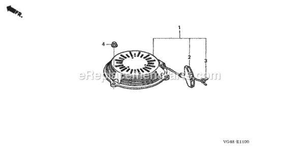 Recoil Starter Diagram and Parts List for HRZ216 Type TDAAVIN# MAFA-1000001 Honda Lawn Mower