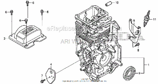 Cylinder Diagram and Parts List for HS520 Type AVIN# SZBG-6000001 to SZBG-6099999 Honda Snow Blower