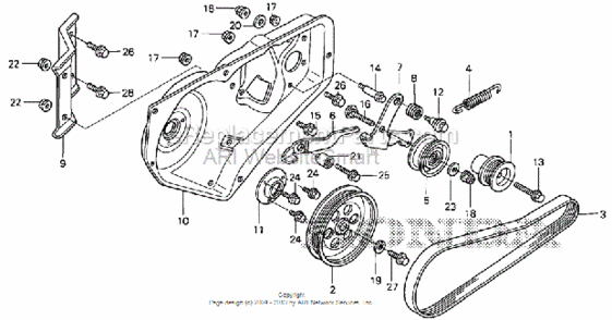 Drive Pulley Diagram and Parts List for HS520 Type AVIN# SZBG-6000001 to SZBG-6099999 Honda Snow Blower