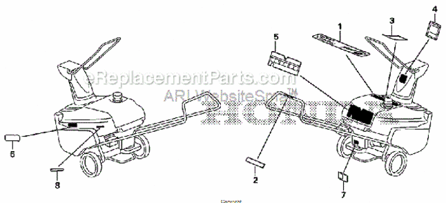 Labels Diagram and Parts List for HS520 Type AVIN# SZBG-6000001 to SZBG-6099999 Honda Snow Blower