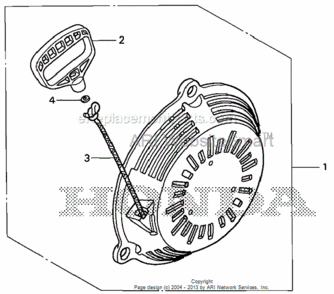 Recoil Starter Diagram and Parts List for HS520 Type AVIN# SZBG-6000001 to SZBG-6099999 Honda Snow Blower