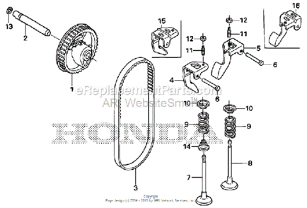 Camshaft Diagram and Parts List for HS520 Type AVIN# SZBG-6000001 to SZBG-6099999 Honda Snow Blower