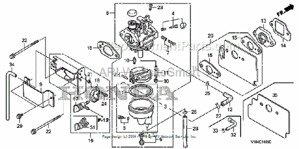 Carburetor Diagram and Parts List for HS520 Type AVIN# SZBG-6000001 to SZBG-6099999 Honda Snow Blower