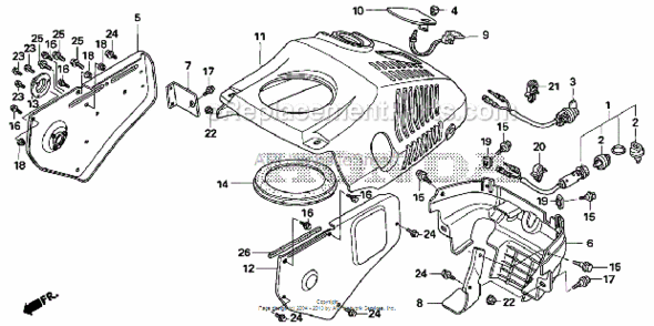Cover Diagram and Parts List for HS520 Type AVIN# SZBG-6000001 to SZBG-6099999 Honda Snow Blower