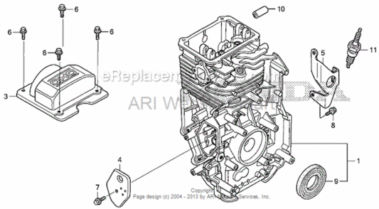 Cylinder Diagram and Parts List for HS520 Type AAVIN# SZBG-6000001 to SZBG-6699999 Honda Snow Blower