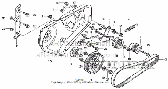 Drive Pulley Diagram and Parts List for HS520 Type AAVIN# SZBG-6000001 to SZBG-6699999 Honda Snow Blower