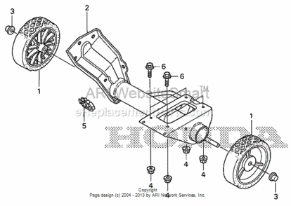 Engine Bed + Wheel Diagram and Parts List for HS520 Type AAVIN# SZBG-6000001 to SZBG-6699999 Honda Snow Blower