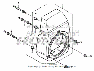 Fan Cover Diagram and Parts List for HS520 Type AAVIN# SZBG-6000001 to SZBG-6699999 Honda Snow Blower