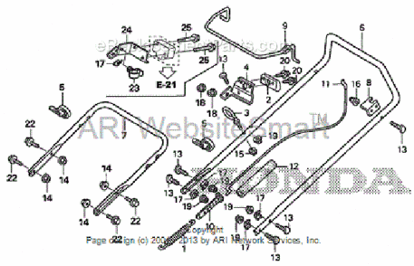 Handlebar Diagram and Parts List for HS520 Type AAVIN# SZBG-6000001 to SZBG-6699999 Honda Snow Blower