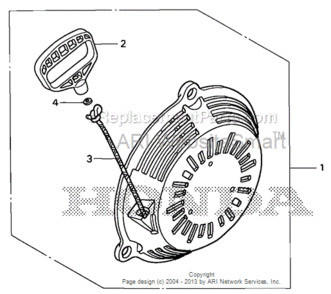 Recoil Starter Diagram and Parts List for HS520 Type AAVIN# SZBG-6000001 to SZBG-6699999 Honda Snow Blower