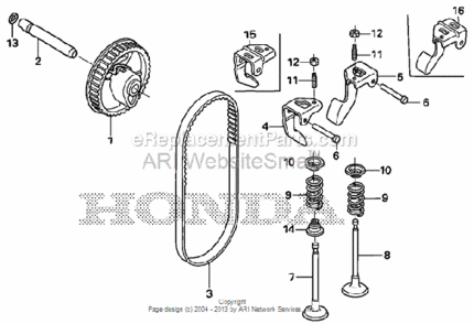Camshaft Diagram and Parts List for HS520 Type AAVIN# SZBG-6000001 to SZBG-6699999 Honda Snow Blower