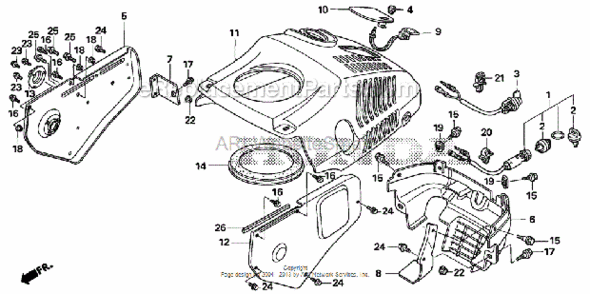 Cover Diagram and Parts List for HS520 Type AAVIN# SZBG-6000001 to SZBG-6699999 Honda Snow Blower