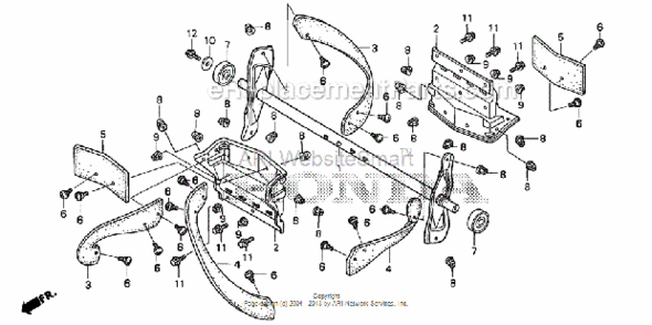 Auger Diagram and Parts List for HS520 Type ASVIN# SZBG-6000001 to SZBG-6099999 Honda Snow Blower