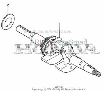 Crankshaft Diagram and Parts List for HS520 Type ASVIN# SZBG-6000001 to SZBG-6099999 Honda Snow Blower