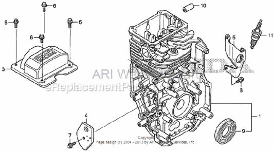 Cylinder Diagram and Parts List for HS520 Type ASVIN# SZBG-6000001 to SZBG-6099999 Honda Snow Blower
