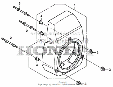 Fan Cover Diagram and Parts List for HS520 Type ASVIN# SZBG-6000001 to SZBG-6099999 Honda Snow Blower