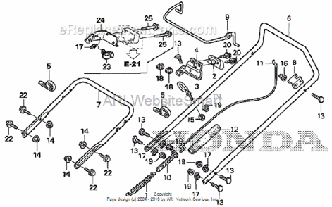 Handlebar Diagram and Parts List for HS520 Type ASVIN# SZBG-6000001 to SZBG-6099999 Honda Snow Blower
